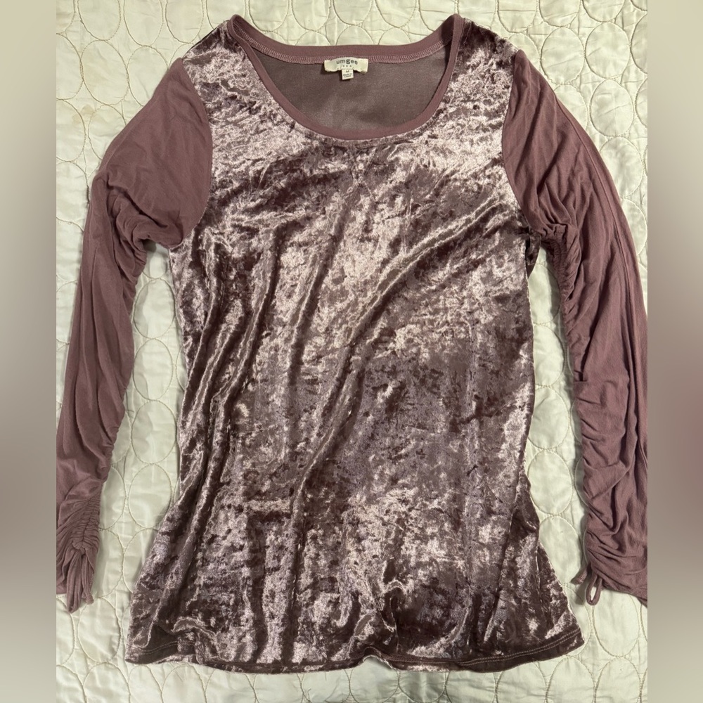 Umgee Mauve Velvet Long Sleeve Top